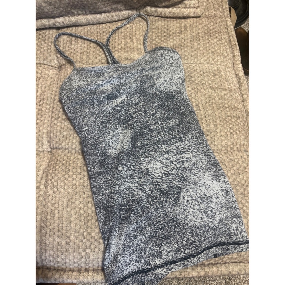 Lululemon Power Y Tank Top Size 6 Black White Space Dye Heathered Camisole